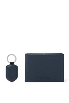 Tumbled Leather Wallet and Keyring Gift Set